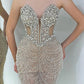 Crystal Beaded Strapless Sweetheart Neck Dress