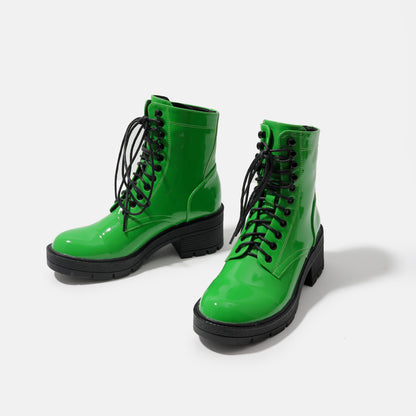 Patent Lace-Up High Heel Chelsea Boots