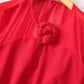 Red Floral Applique O-Neck Cape Maxi Dress