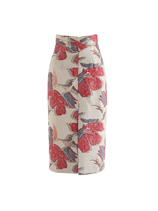 Floral Print High Waist Skirt