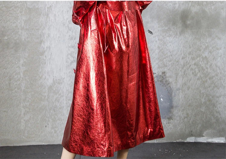 Shiny Double Breasted Trench Coat