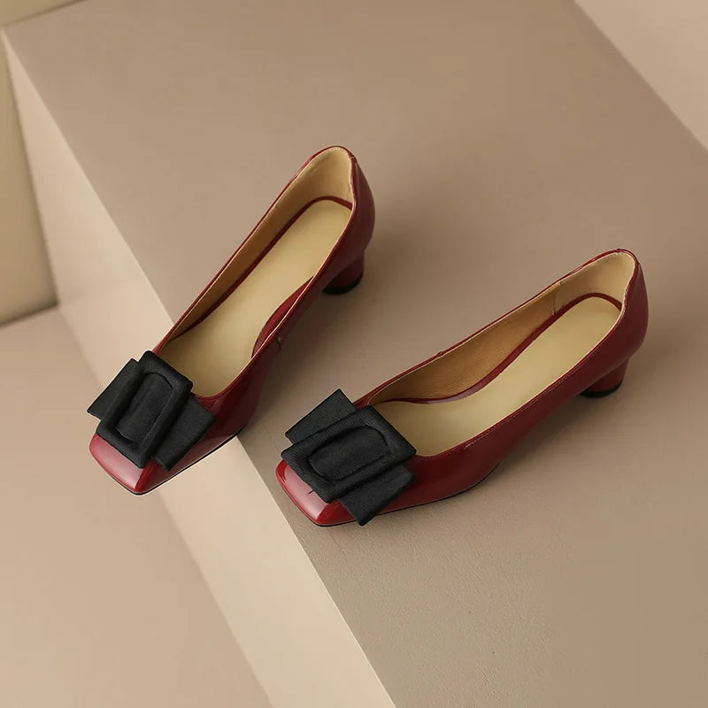 Butterfly Knot Square Toe Shoes