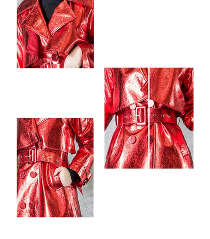 Shiny Double Breasted Trench Coat