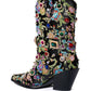 Crystal Embellished Wedge Heel Cowboy Boots