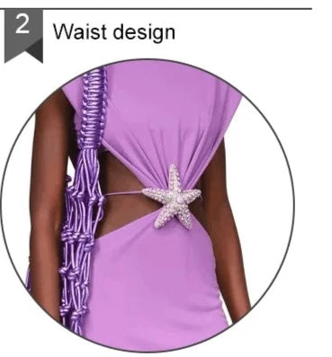 Crystal Star Cutout Sleeveless Bandage Dress