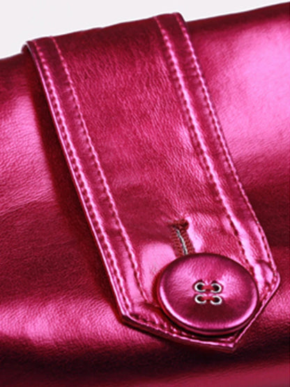 Shiny Double-Breasted Trench Coat