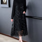 Spliced Embroidery Round Neck Long Sleeve Knit Dress