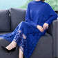 Spliced Embroidery Round Neck Long Sleeve Knit Dress