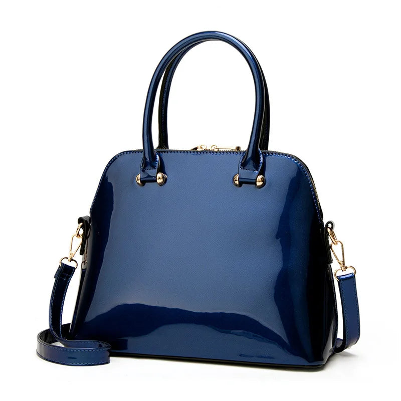 Patent Leather Crossbody Tote Bag