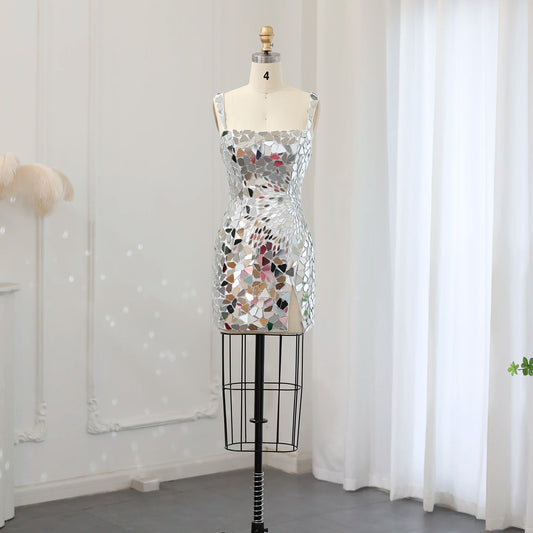 Sparkling Silver Sequin Mini Dress