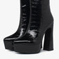 Genuine Patent Leather Platform High Heel Boots