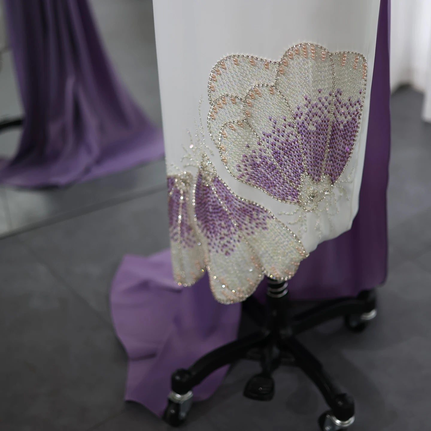 Luxury Butterfly Beaded One-Shoulder Dress