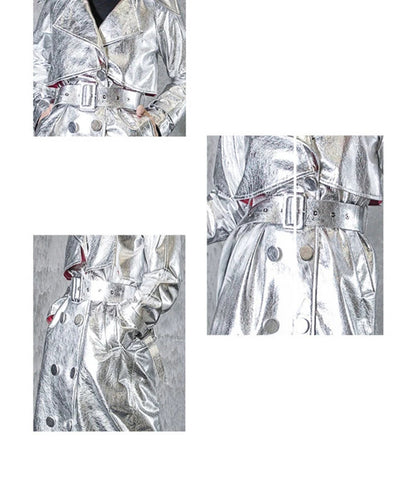 Shiny Double Breasted Trench Coat
