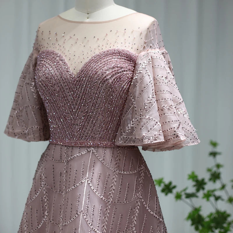 Luxury Sequined Flare Sleeve A-Line Dress