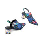 Flower Embroidery Mesh Patchwork Crystal Heel Shoes