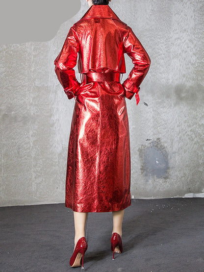 Shiny Double Breasted Trench Coat