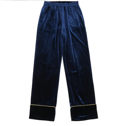 Rose Embroidered Gold Edge Pajama Set