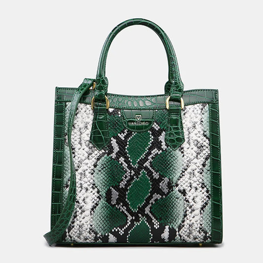 Genuine Leather Snake Pattern Tote Bag