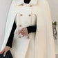 Spliced Cape Sleeve Double-Breasted Coat