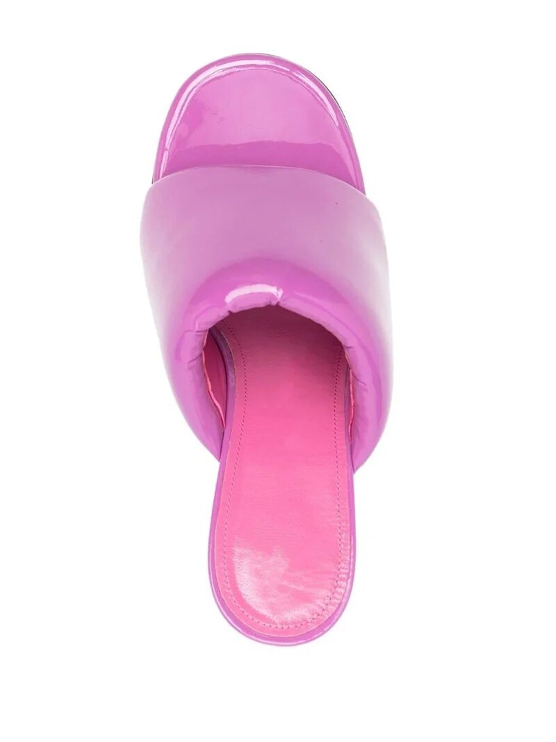 Round Peep Toe Patent Leather High Heel Sandals