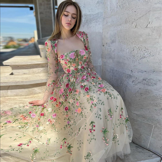 Floral Embroidery Strapless Midi Dress with Jacket