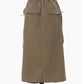 Multi-Pocketed Elastic Waist Long Skirt