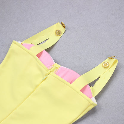 Color Block Spaghetti Strap Mini Bodycon Dress