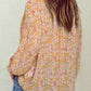 Printed Notched Balloon Sleeve Blouse