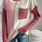 Color Block Round Neck Long Sleeve Sweater