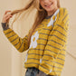 Flower Stripe Round Neck Long Sleeve Sweater