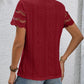 Full Size Eyelet Round Neck Short Sleeve Top