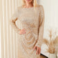 Twisted Long Sleeve Ruched Mini Sequin Dress