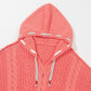 Drawstring Cable-Knit Hooded Sweater