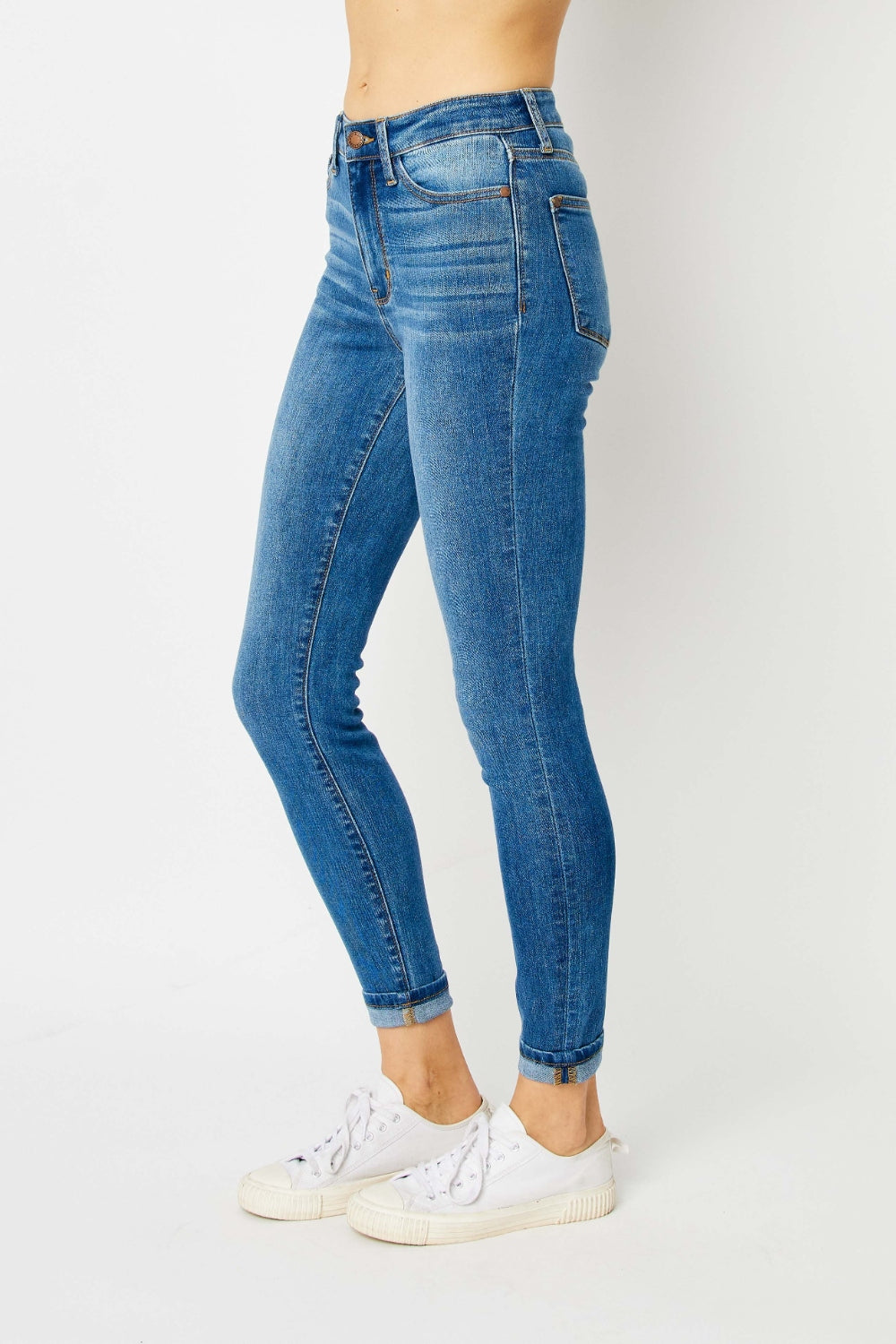Judy Blue Cuffed Hem Low Waist Skinny Jeans