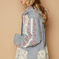 Embroidered Lace Patch Zip Up Hooded Jacket