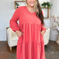 V-Neck Balloon Sleeve Tiered Dress