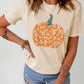 Pumpkin Graphic Round Neck Cuffed T-Shirt