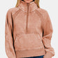 Zenana Acid Washed Half Zip Fleece Sweatshirt