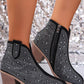 Rhinestone Point Toe Block Heel Boots