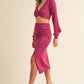 Front Twisted Knit Top and Midi Skirt Set