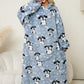 Fuzzy Pocketed Long Sleeve Hooded Lounge Dress