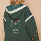 Embroidered Open Front Quilted Jacket with Crochet Pockets