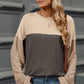 Contrast Round Neck Long Sleeve T-Shirt