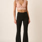 Crepe Knit Elastic Waist Flare Leg Pants