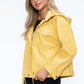 Drawstring Hem PU Leather Zip Up Jacket