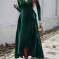 Split Surplice Long Sleeve Midi Dress