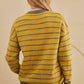 Flower Stripe Round Neck Long Sleeve Sweater