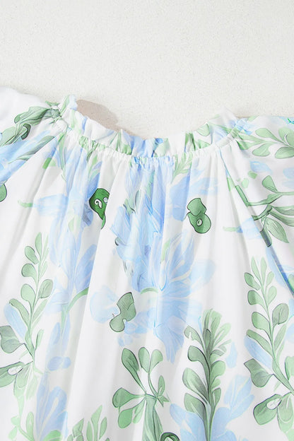 Floral Contrast Edge Layered Short Sleeve Mini Dress