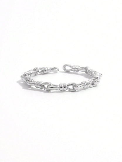 925 Sterling Silver Knot Shape Open Ring