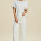 Pearl Detail Round Neck Top and Pants Set